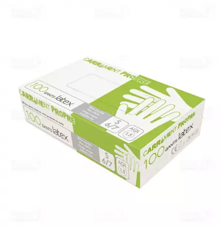 10 Boites de 100 Gants LATEX Poudr&eacute; Blanc Taille L