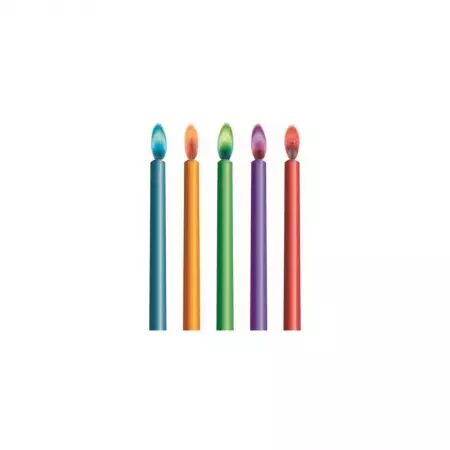 10 Bougies Flammes Color&eacute;es avec Support