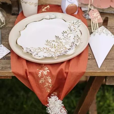  10 Cornets Jolis Brins Papier Blanc et Or 10,5x19,5cm