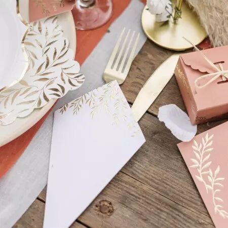  10 Cornets Jolis Brins Papier Blanc et Or 10,5x19,5cm