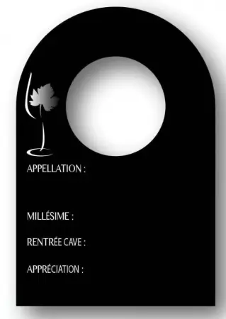 10 Etiq 7x11cm noire Col de bouteille + feutre
