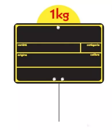 10 ETIQUETTES 15x10cm Solenew vocc, disque en ht, pique inox