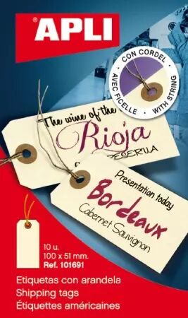 10 Etiquettes Am&eacute;ricaines Ficelle 100x51mm