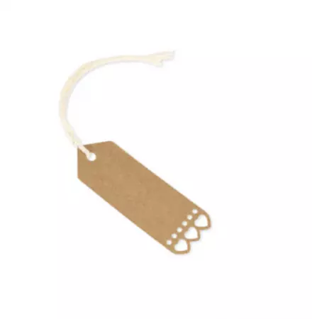 10 Etiquettes coeur kraft+Ruban 7x2.5