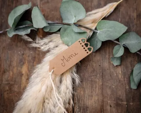 10 Etiquettes coeur kraft+Ruban 7x2.5