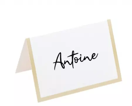 10 MARQUES PLACE PAPIER BLANC LISERE DORE 7 CM X 5 CM HT