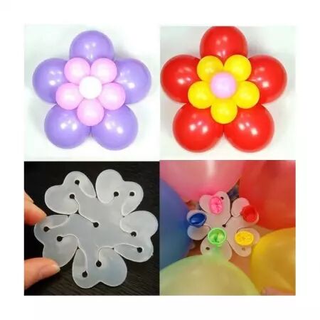 10 Supports Ballons 8cm forme FLEUR / CO38500