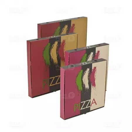 100 Boites Pizza 26x26x3.5 Impression 3 Couleurs
