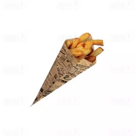 100 CONE PAPIER INGRAISSABLE BRUN 21x20x27.5CM IMP JOURNAL