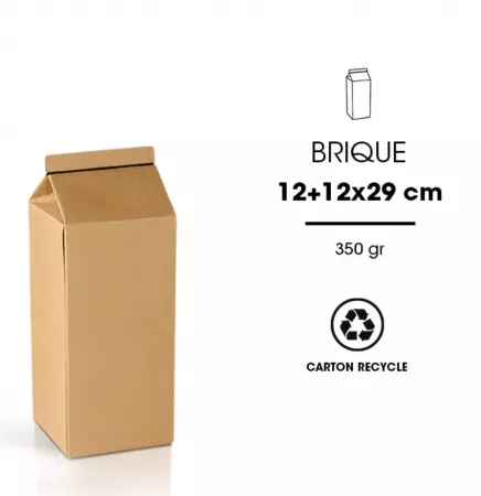 100 Emballage Kraft 12+12x29cm MILK BOX