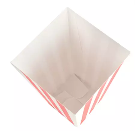 100 RECIPIENTS POP-CORNS \'THEPACK STRIPES\' 2 L 8x11x20,5 CM BLANC CARTON ONDUL&Eacute; NANO-MICRO