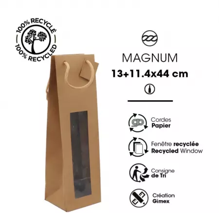 100 Sac Magnum Fenetre Brun Cordon 120+114x440 / 22008