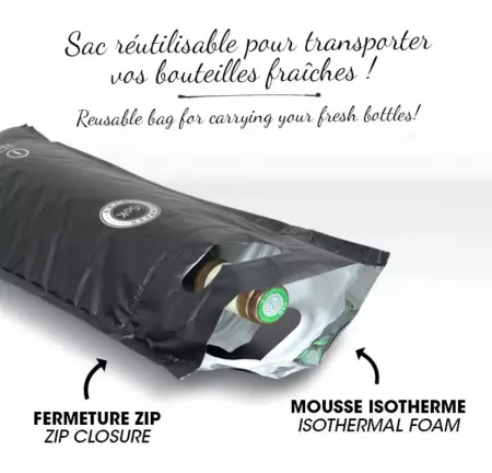 100 Sacs Bouteille Isotherme NOIR / 12346