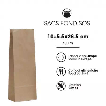100 Sacs kraft SOS 103+57X290 / 23008