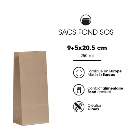 100 Sacs kraft SOS 85+45x215 / 23007