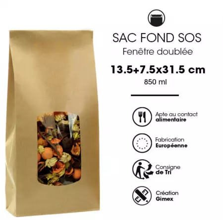 100 Sacs Kraft SOS &agrave; Fen&ecirc;tre 135+75x315 / 23104