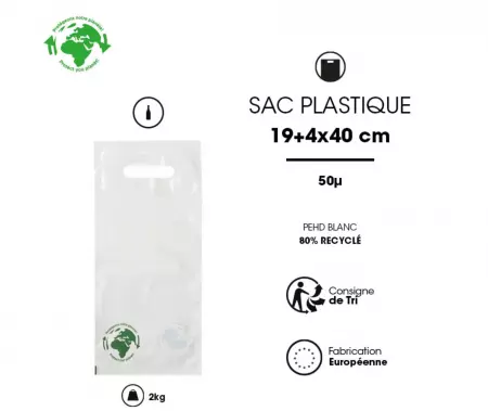 100 Sacs PDR Blanc 1 Bouteilles 16+4x40 55&micro; / 11341