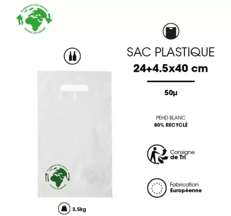 100 Sacs PDR Blanc 2 Bouteilles 24+4.5x40 50&micro; / 11342