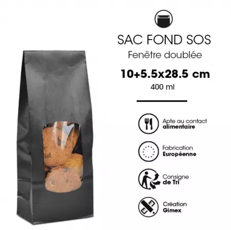 100 SACS SOS FEN NOIR K. VERGE 90G - 10+5,5x28,5cm 100/1200