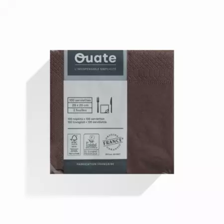 100 Serviettes 2 plis 20x20 CHOCOLAT