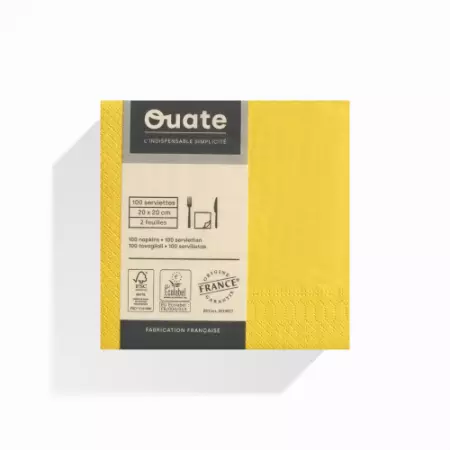 100 Serviettes 2 plis 20x20 CITRON