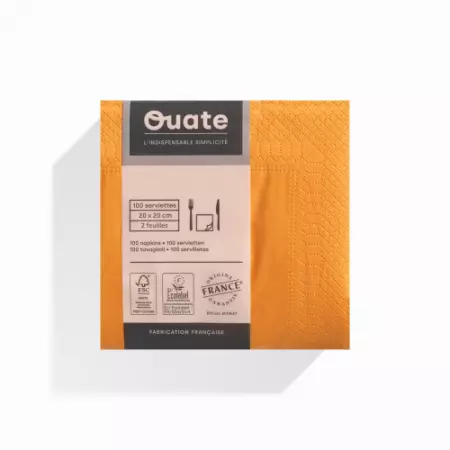 100 Serviettes 2 plis 20x20 MANDARINE