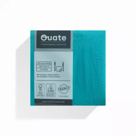 100 Serviettes 2 plis 20x20 TURQUOISE