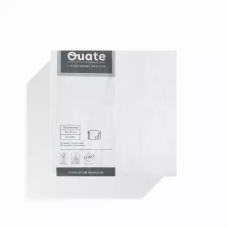 100 Serviettes Ouate 2 plis 39x39 BLANC