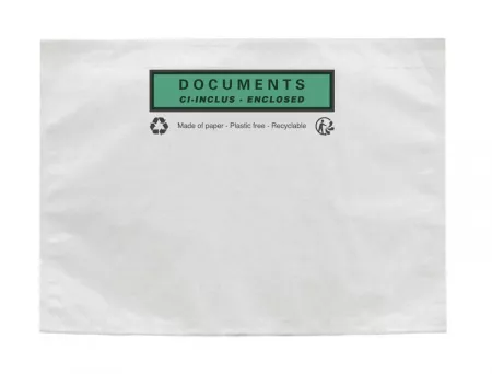 1000 Pochette porte-documents imprim&eacute;e en papier - 228 x 165 mm