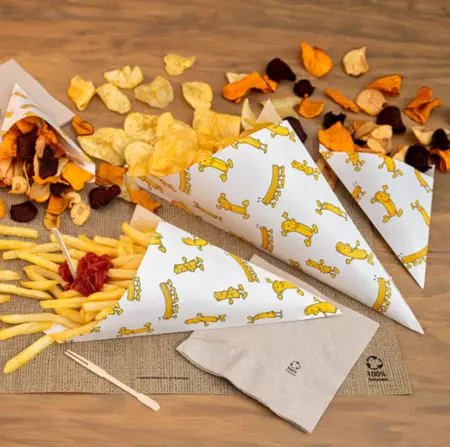 1000 SACHETS EN POINTE \'CHIPS\' 400 G 70 G/M2 34x24 CM BLANC PARCH.INGRAISSABLE