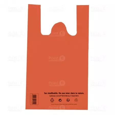 1000 sacs Bretelles PEBD 50&micro; 26+12x45cm ORANGE / BRSOR5045