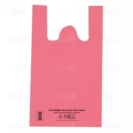 1000 Sacs Bretelles PEBD 50&micro; 26+12x45cm ROSE / BRSRO5045