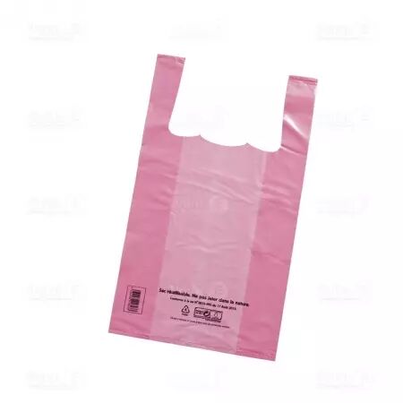 1000 Sacs Bretelles PEBD 50&micro; 26+12x45cm ROSE / BRSRO5045