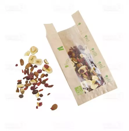 1000 Sacs Kraft Brun &agrave; fen&ecirc;tre 140+70x280mm VRAC