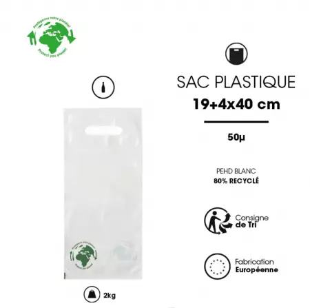 1000 Sacs PDR Blanc 1 Bouteilles 16+4x40 55&micro; / 11341