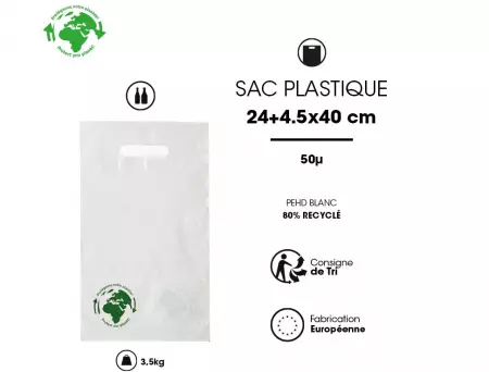 1000 Sacs PDR Blanc 2 Bouteilles 24+4.5x40 50&micro; / 11342