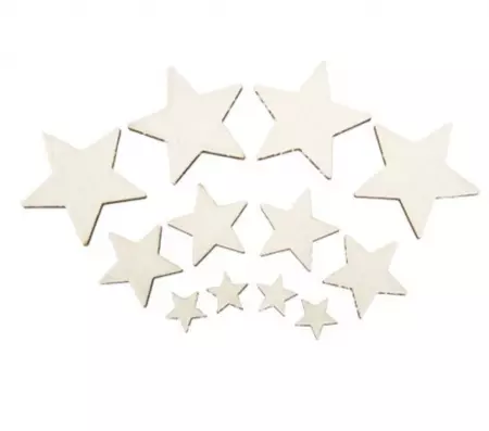 12 &Eacute;toiles Bois Fourrure Blanche De 2 &agrave; 6cm