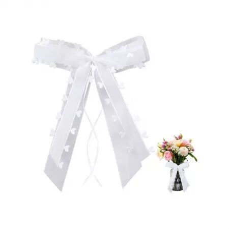 12 Noeuds ruban blanc/ coeur blanc 25.