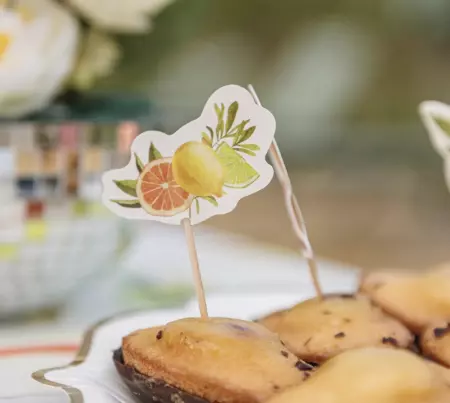 12 Pics Fizz Agrume Papier Cr&egrave;me, Orange et Jaune Env 9,5cm - Mod&egrave;les Assortis