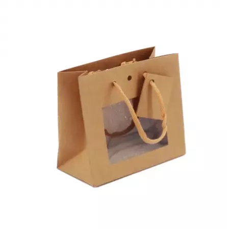 12 Sacs Kraft CHIC Nature Fenetre 16+8x14 P Cordon / 22035