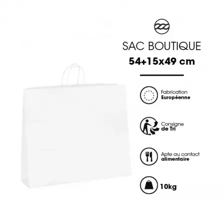 120 Sacs cabas kraft BLANC PF 54+15x49 / 21149