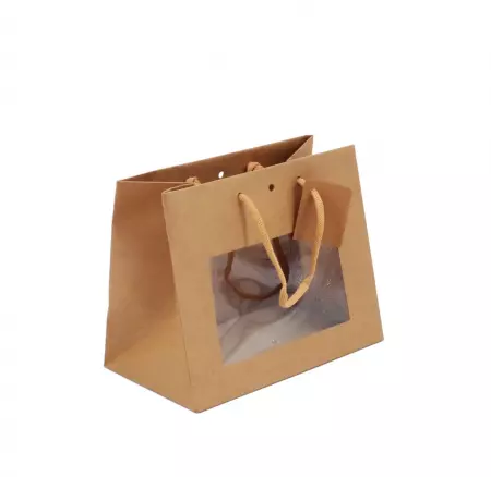 120 Sacs Kraft CHIC Nature Fenetre 24+14x19.5 P Cordon / 22036