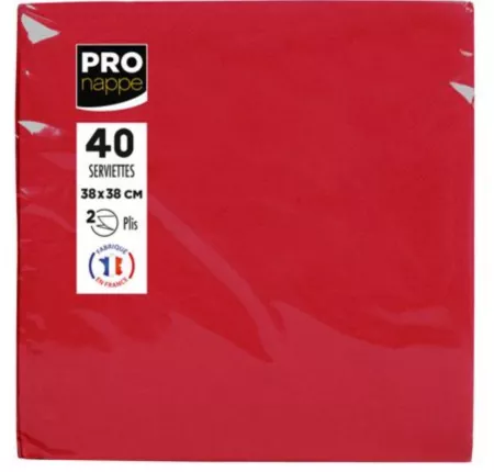 1200 SERVIETTES OUATE MICRO GAUFRE 38X38 ROUGE