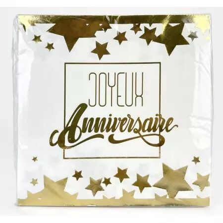 16 SERVIETTES 33X33 JOYEUX ANNIVERSAIRE