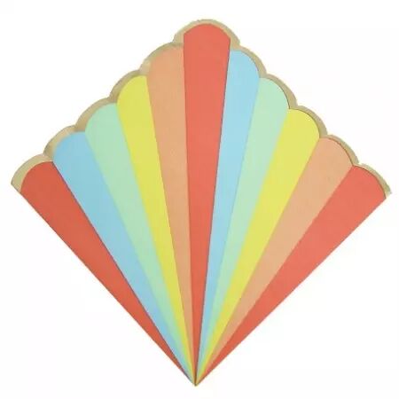 16 Serviettes Berlingot Papier Multicolore et Or 33x33cm -3 Plis