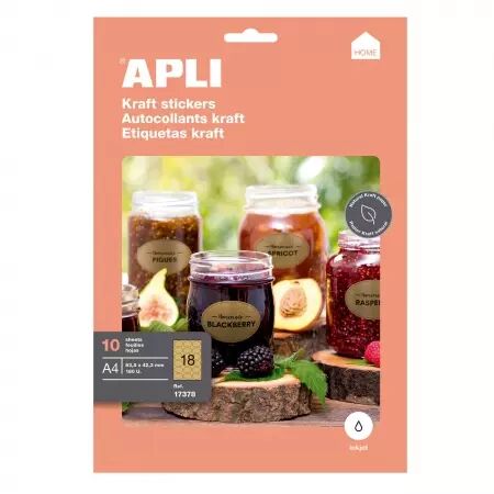 180 Etiquettes Kraft Ovale 63.5x42.3 10 Feuilles A4