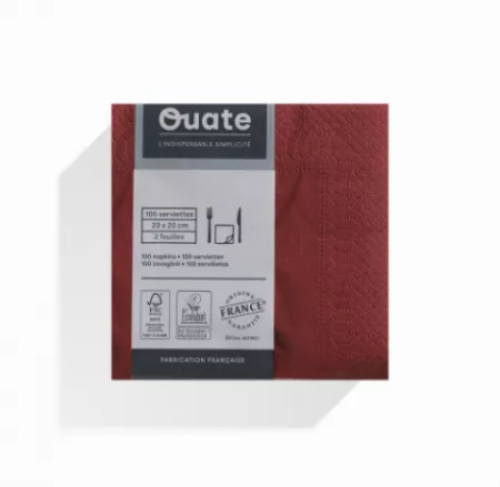 1800 Serviettes 2 plis 20x20 BORDEAUX / CG191510