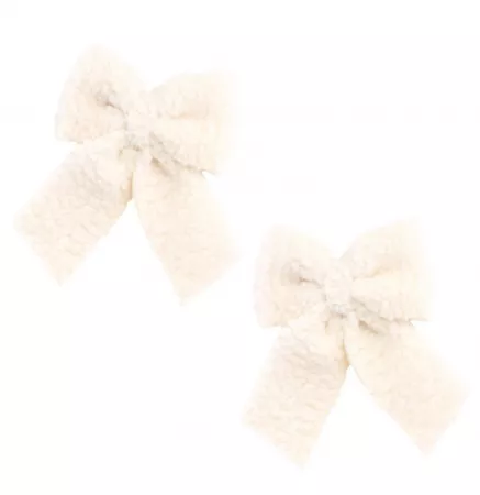 2 NOEUDS FOURRURE BLANC