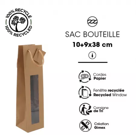 20 Sacs kraft brun 1 fen&ecirc;tre 92+88x380+30 / 22000
