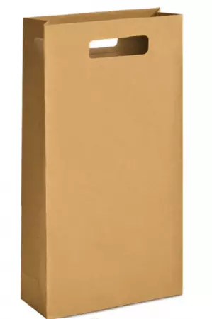 20 Sacs Kraft Poign&eacute;e D&eacute;coup&eacute;e 2 Bouteilles / 23025